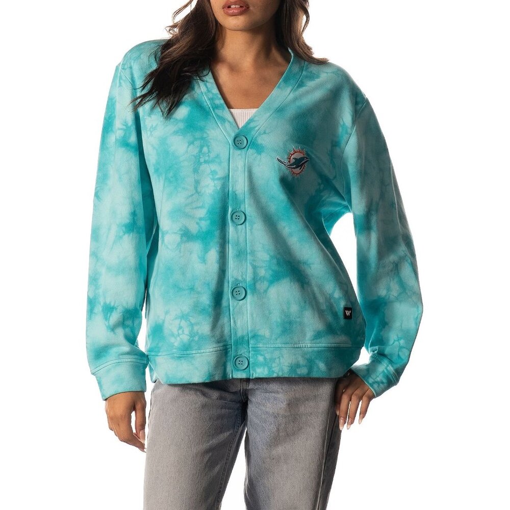 Miami Dolphins Women's Tie Dye Aqua Cardigan - New With Tags! - Regularly $130!